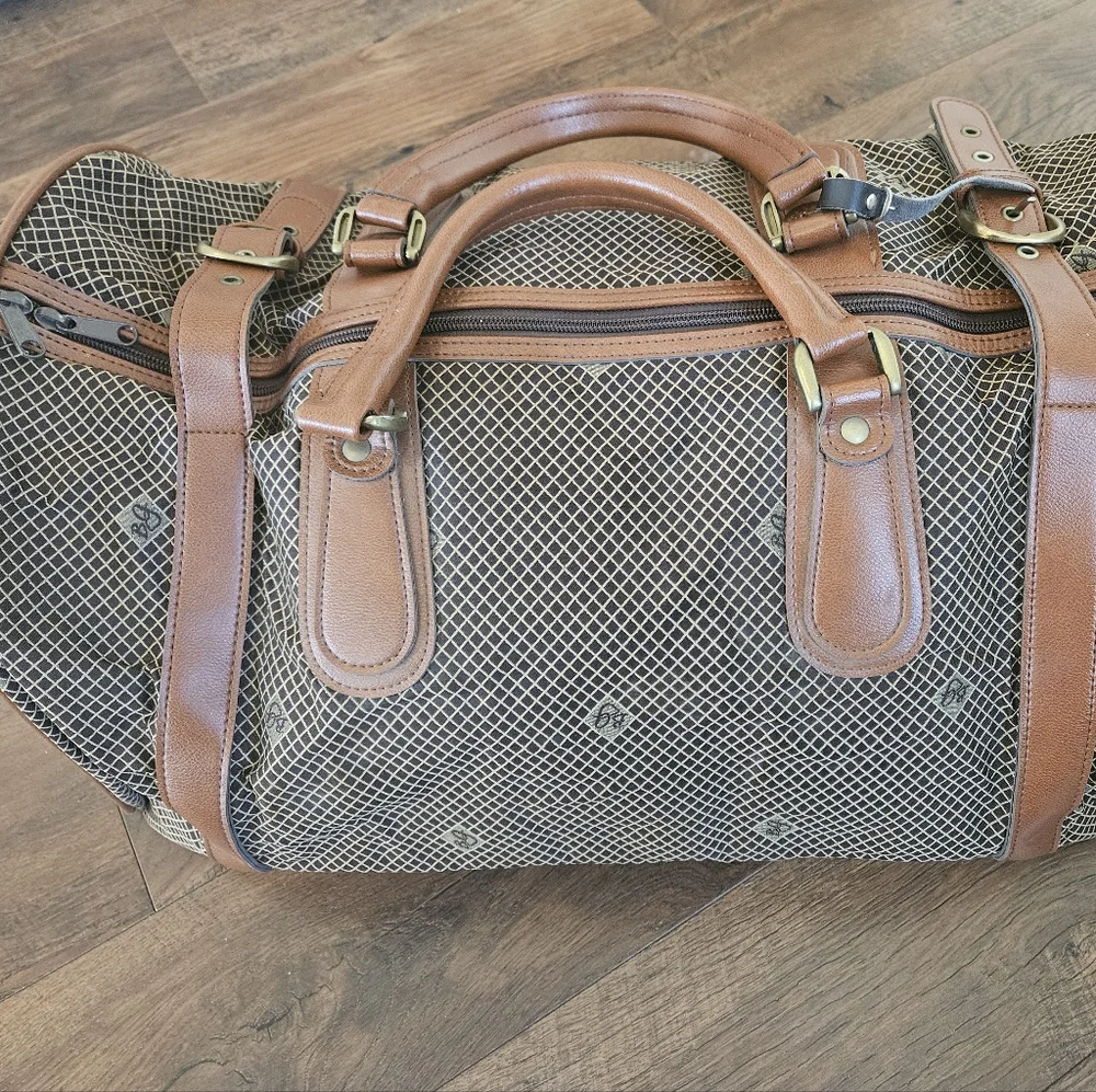 Bg Brown Leather Accent Travel Duffel Bag